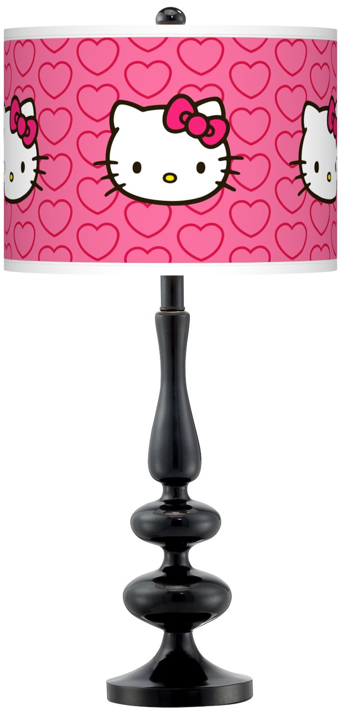 Hello Kitty Hearts Giclee Paley Black Table Lamp