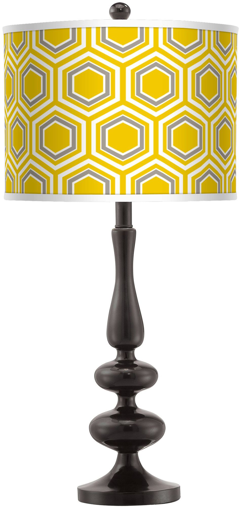 Honeycomb Giclee Paley Black Table Lamp