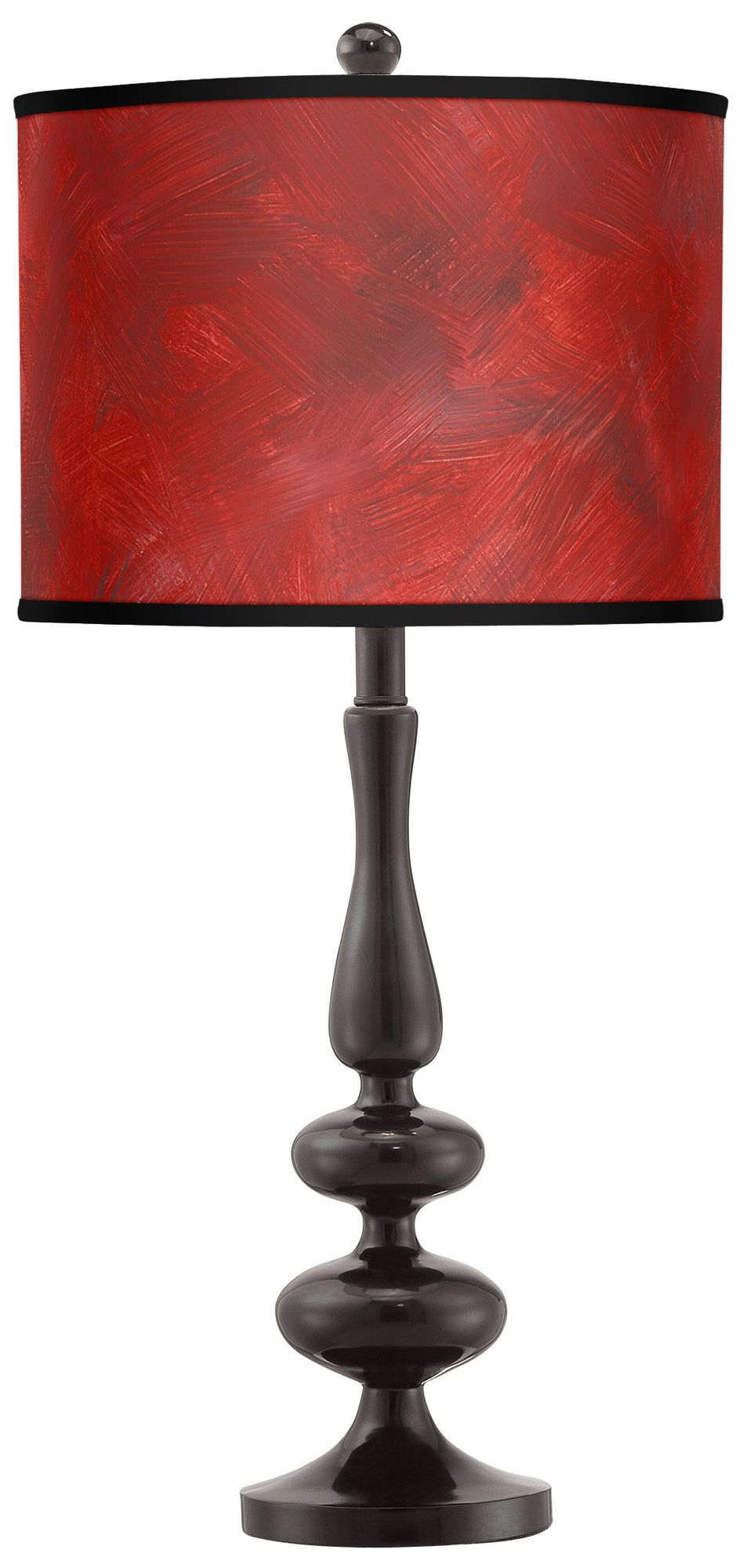 Red Abstract Giclee Paley Black Table Lamp