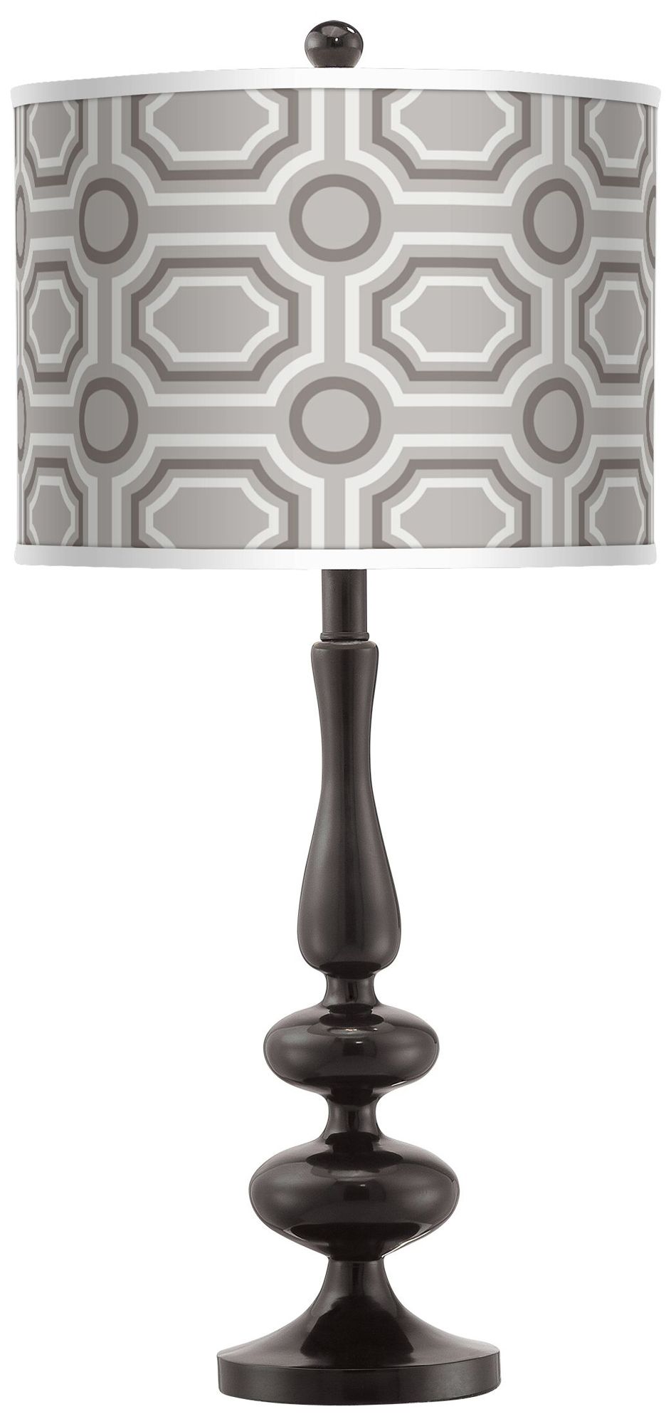 Luxe Tile Giclee Paley Black Table Lamp