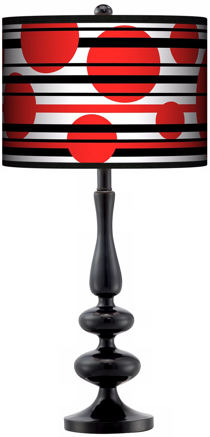 Red Balls Giclee Paley Black Table Lamp