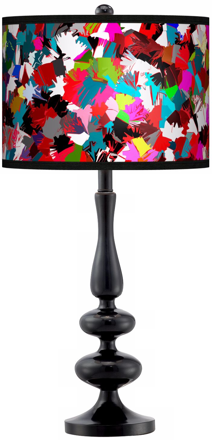 Color Splatter Giclee Paley Black Table Lamp
