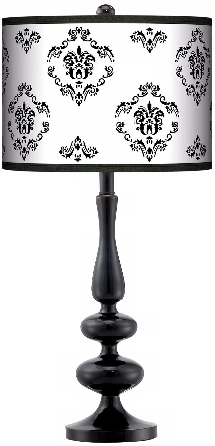 French Crest Giclee Paley Black Table Lamp