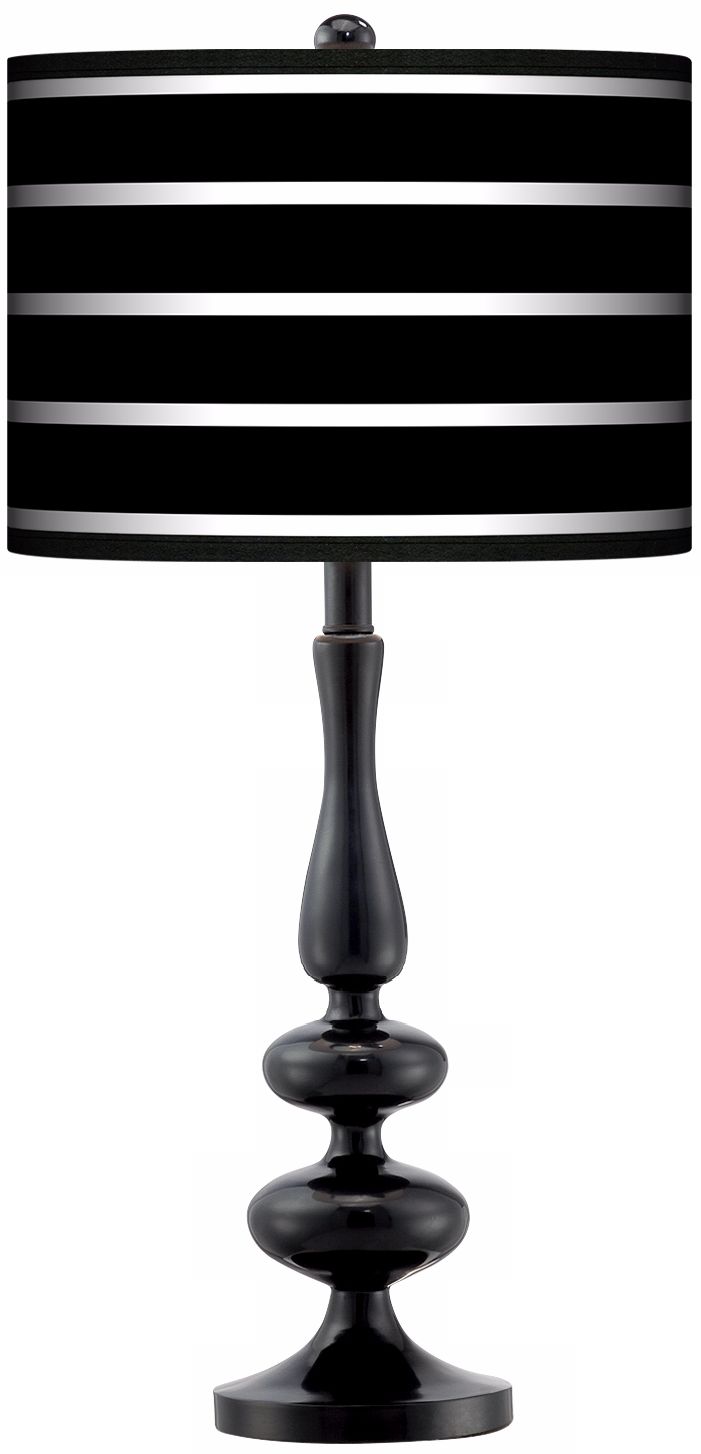 Bold Black Stripe Giclee Paley Black Table Lamp