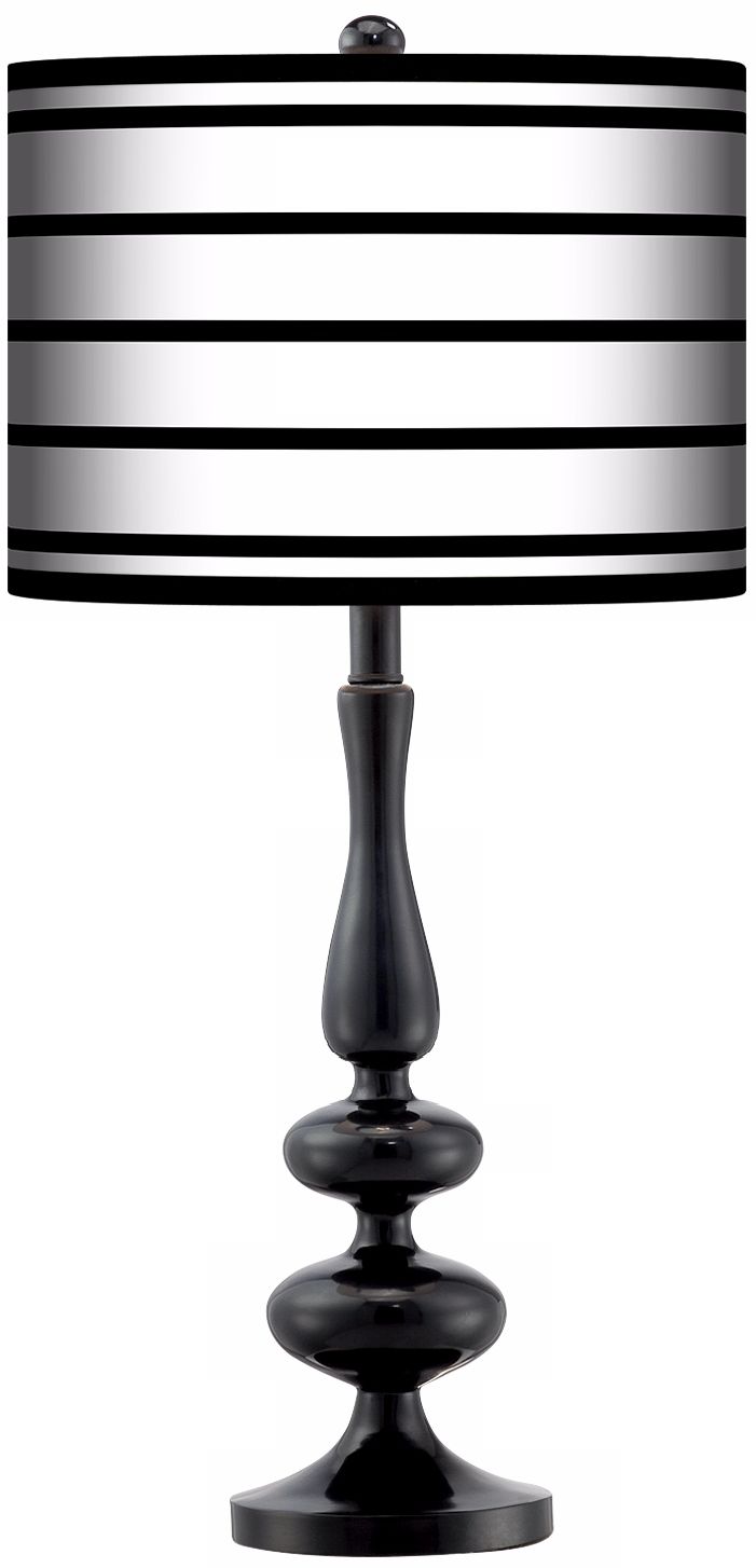 Black Parallels On White Giclee Paley Black Table Lamp