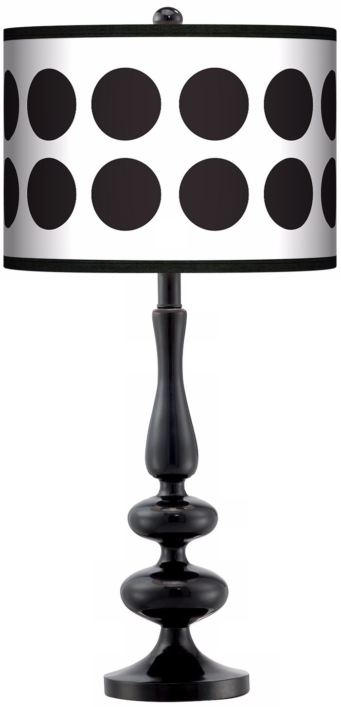 Black Orbs Giclee Paley Black Table Lamp