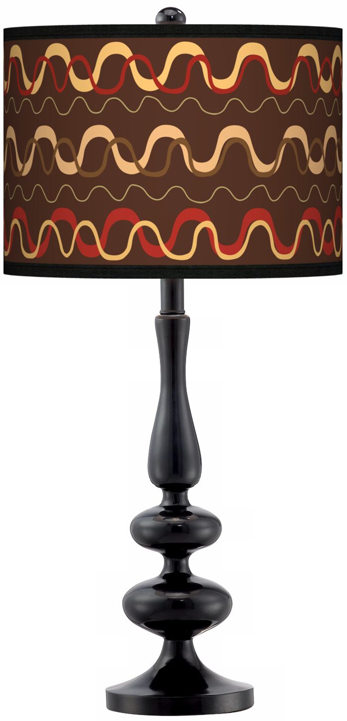 Wave Stitch Giclee Paley Black Table Lamp