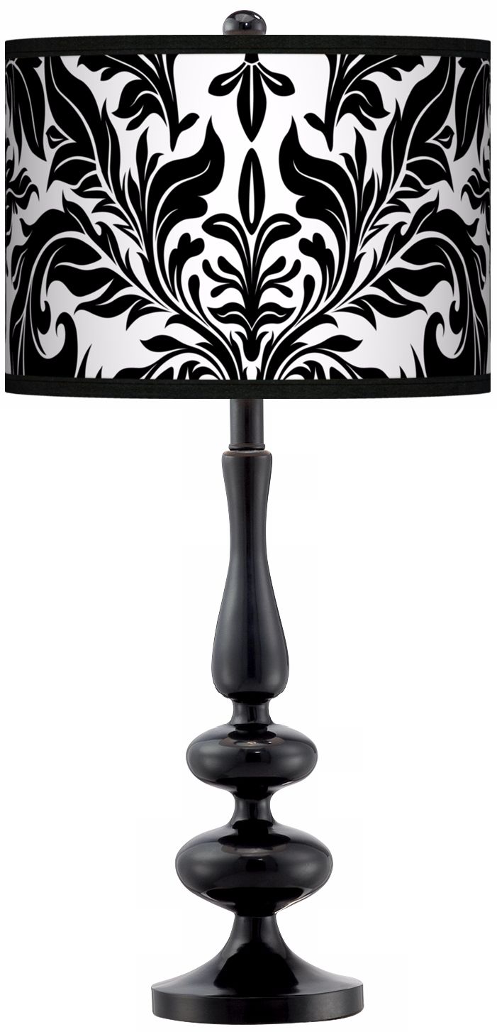 Black Tapestry Giclee Paley Black Table Lamp