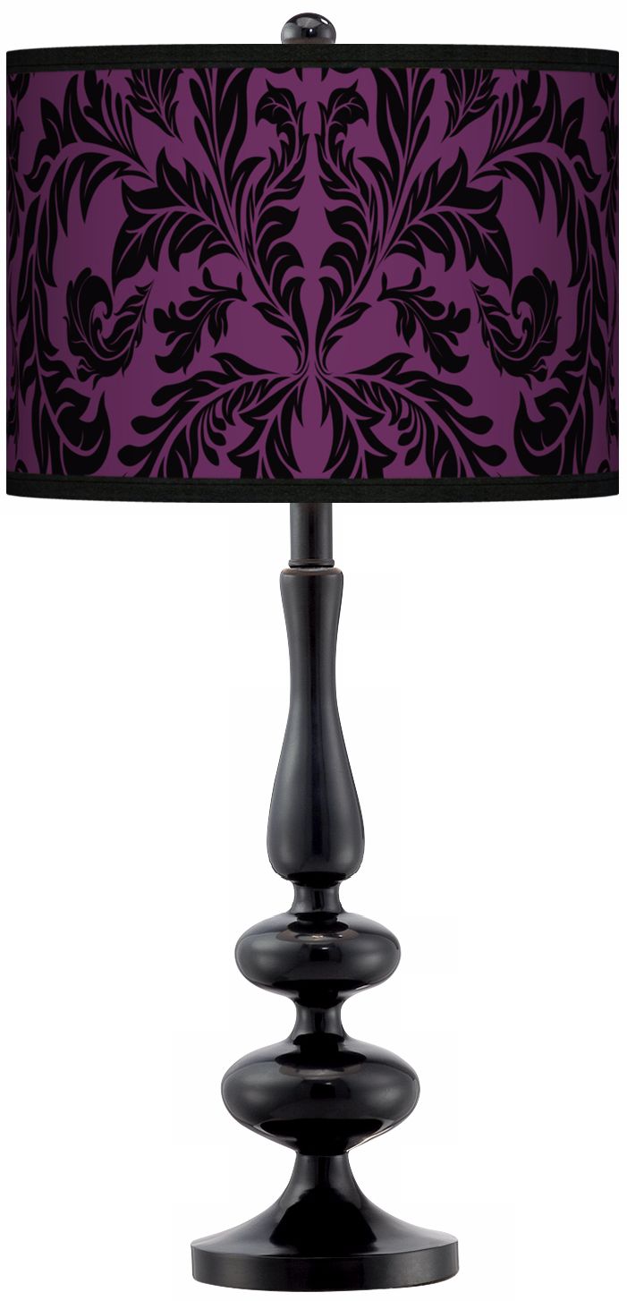 Purple Baroque Giclee Paley Black Table Lamp