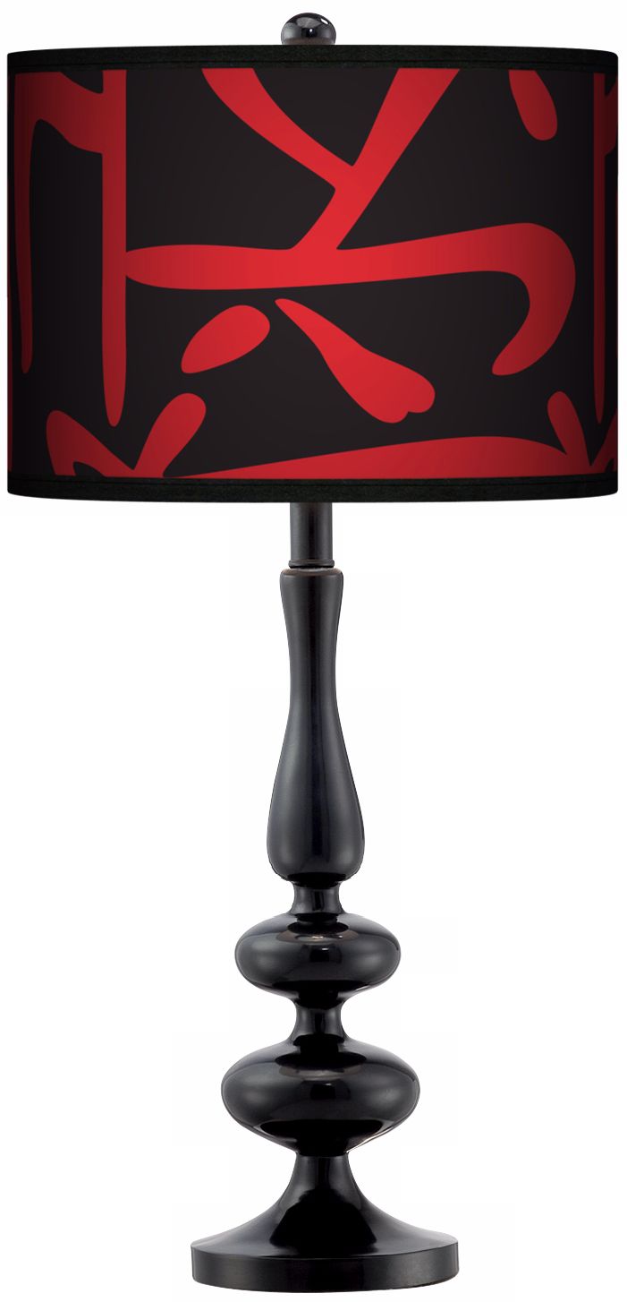 Asian Flair Giclee Paley Black Table Lamp