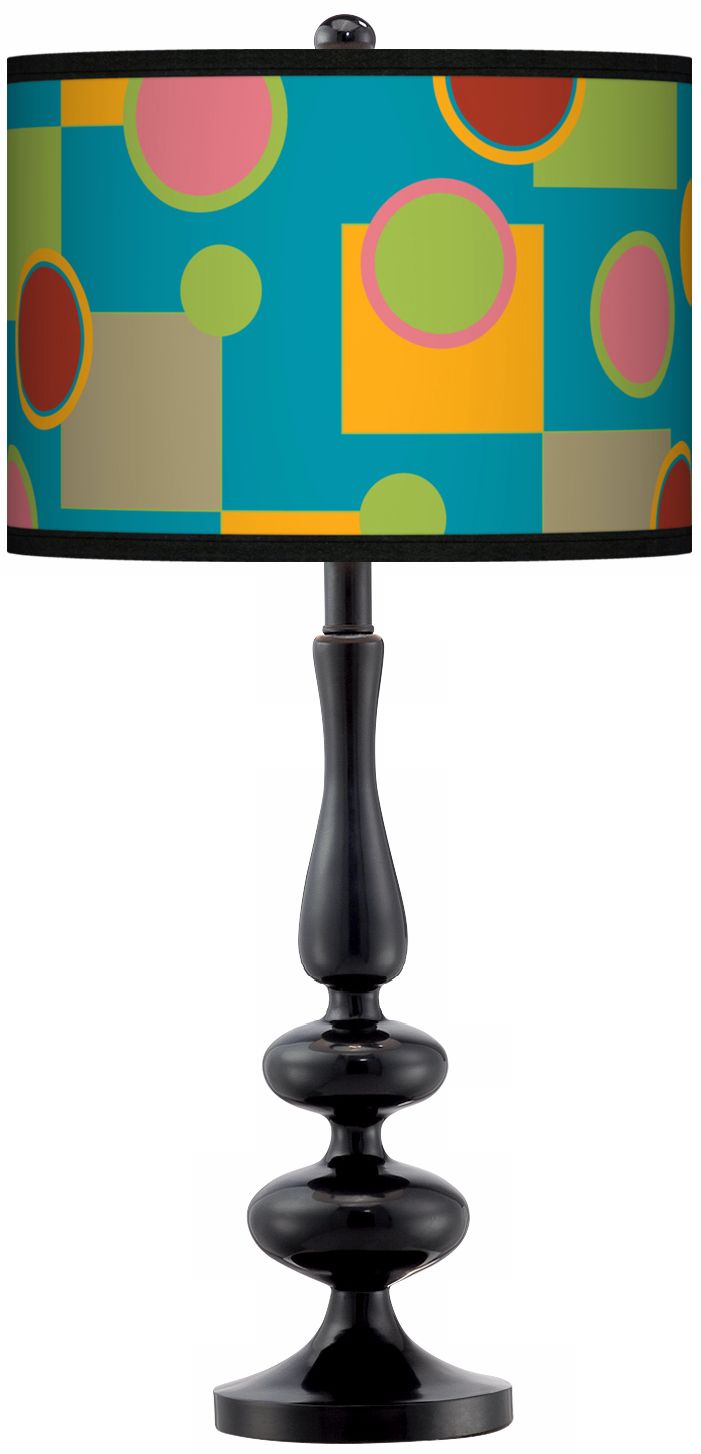Vibrant Retro Medley Giclee Paley Black Table Lamp