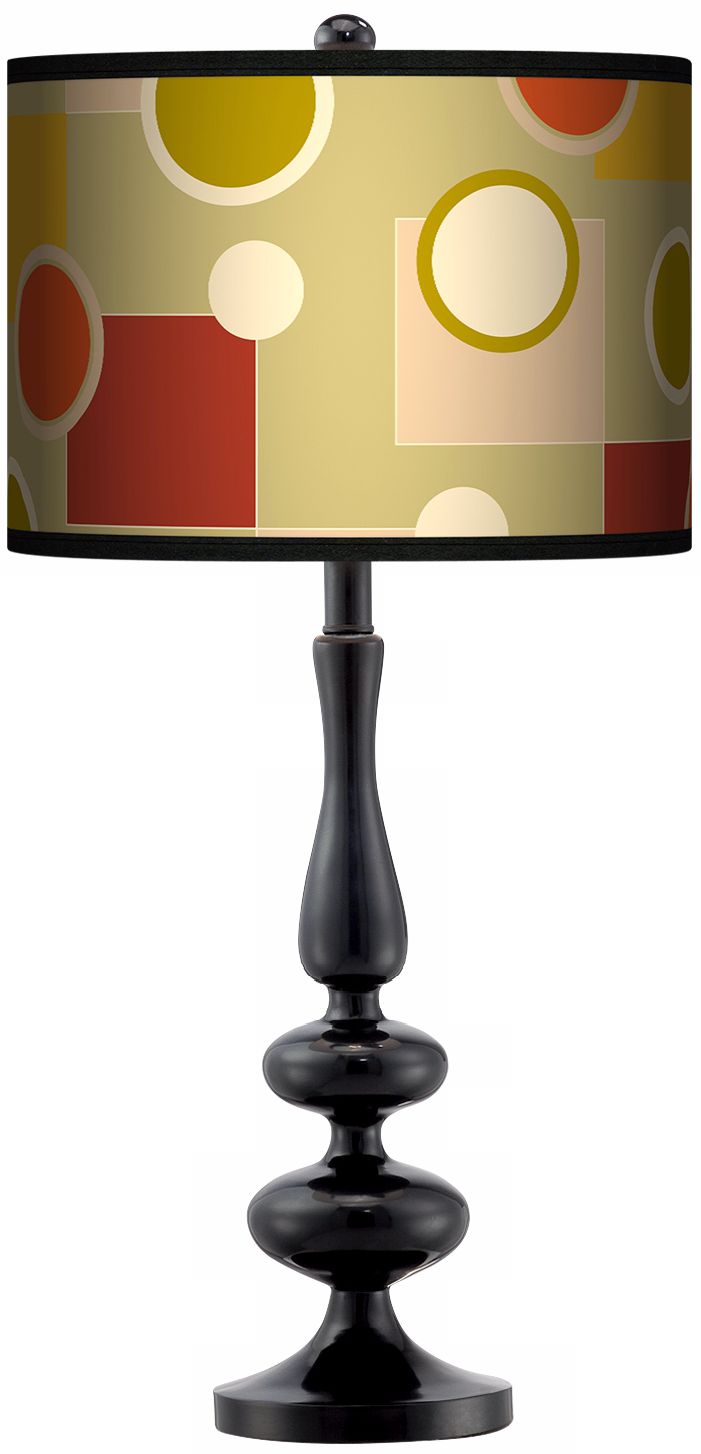 Retro Citrus Medley Giclee Paley Black Table Lamp