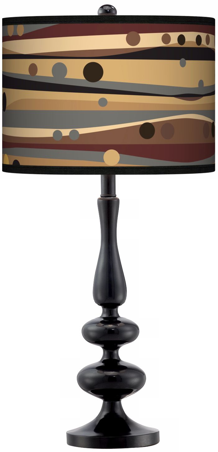 Natural Dots And Waves Giclee Paley Black Table Lamp