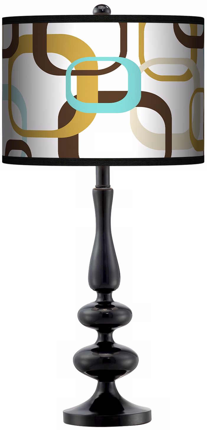 Countess Square Scramble Giclee Paley Black Table Lamp