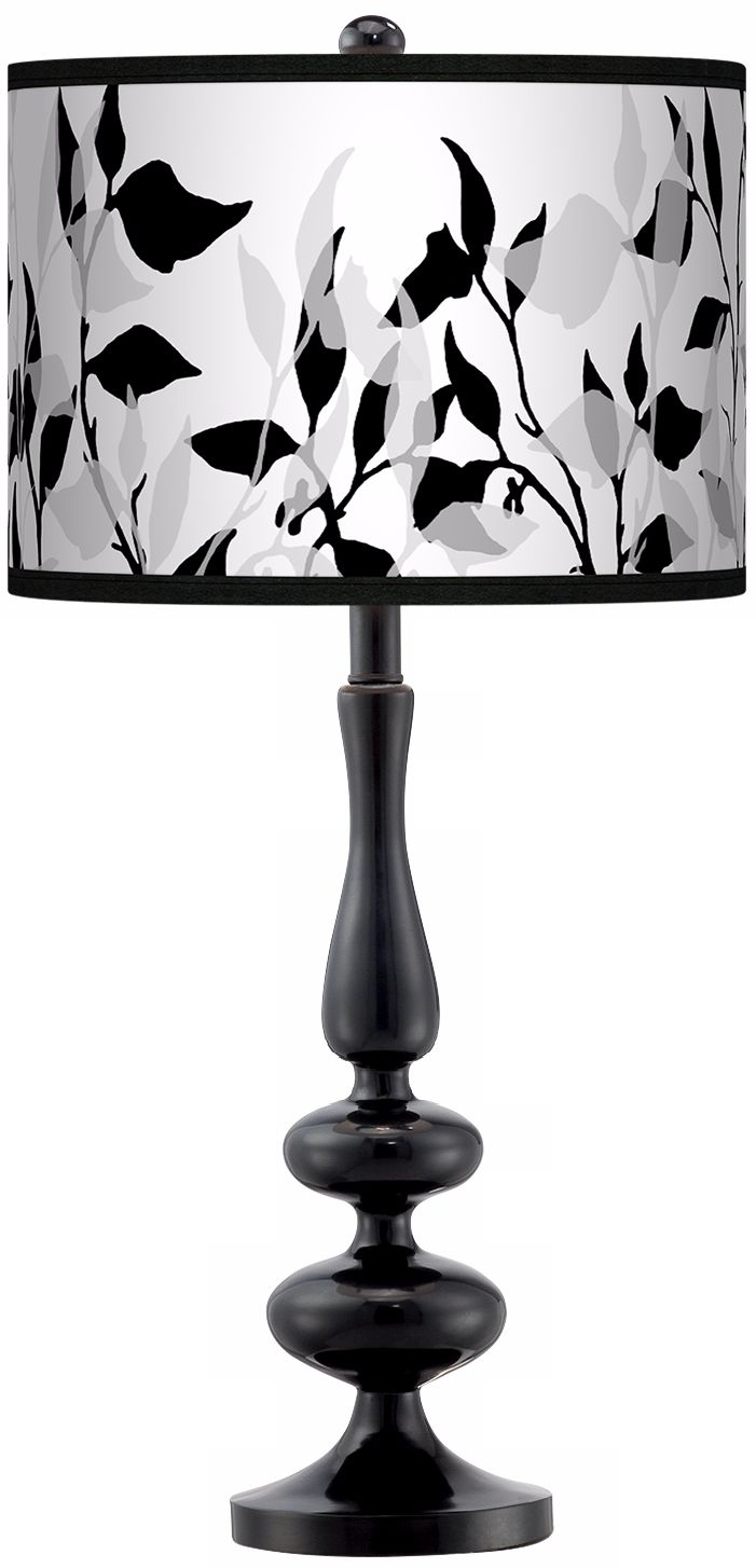 Three-Tone Leaves Giclee Paley Black Table Lamp