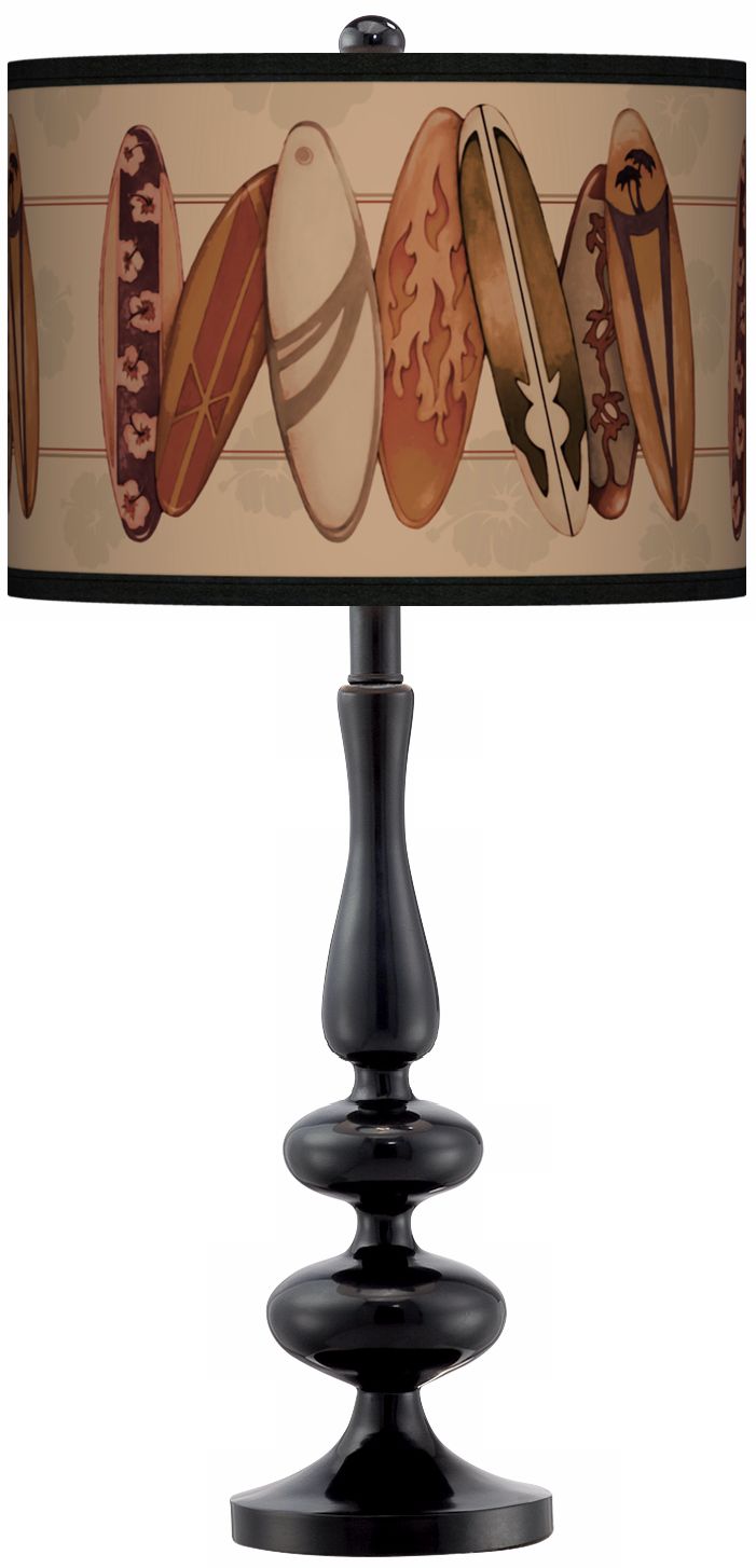 Perfect Wave Giclee Paley Black Table Lamp