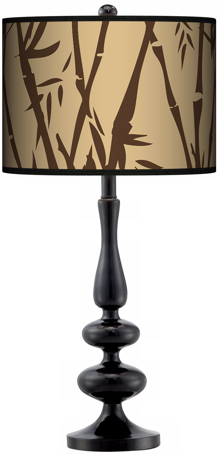 Earth Bamboo Giclee Paley Black Table Lamp