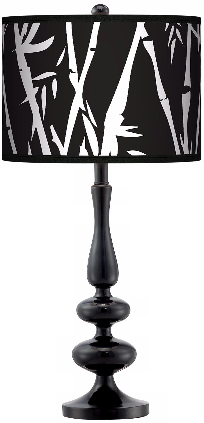 Night Bamboo Giclee Paley Black Table Lamp