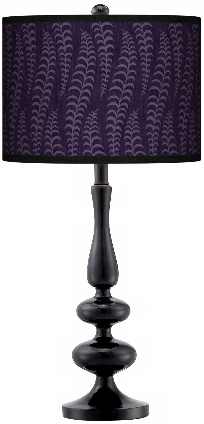 Stacy Garcia Fancy Fern Rich Plum Paley Black Table Lamp