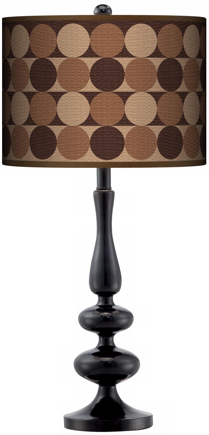 Sienna Grey Circles Giclee Paley Black Table Lamp