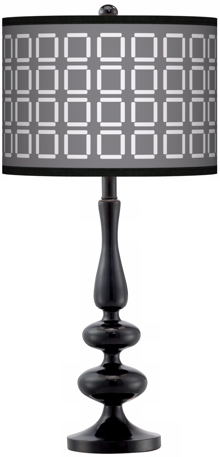 Grid Giclee Paley Black Table Lamp