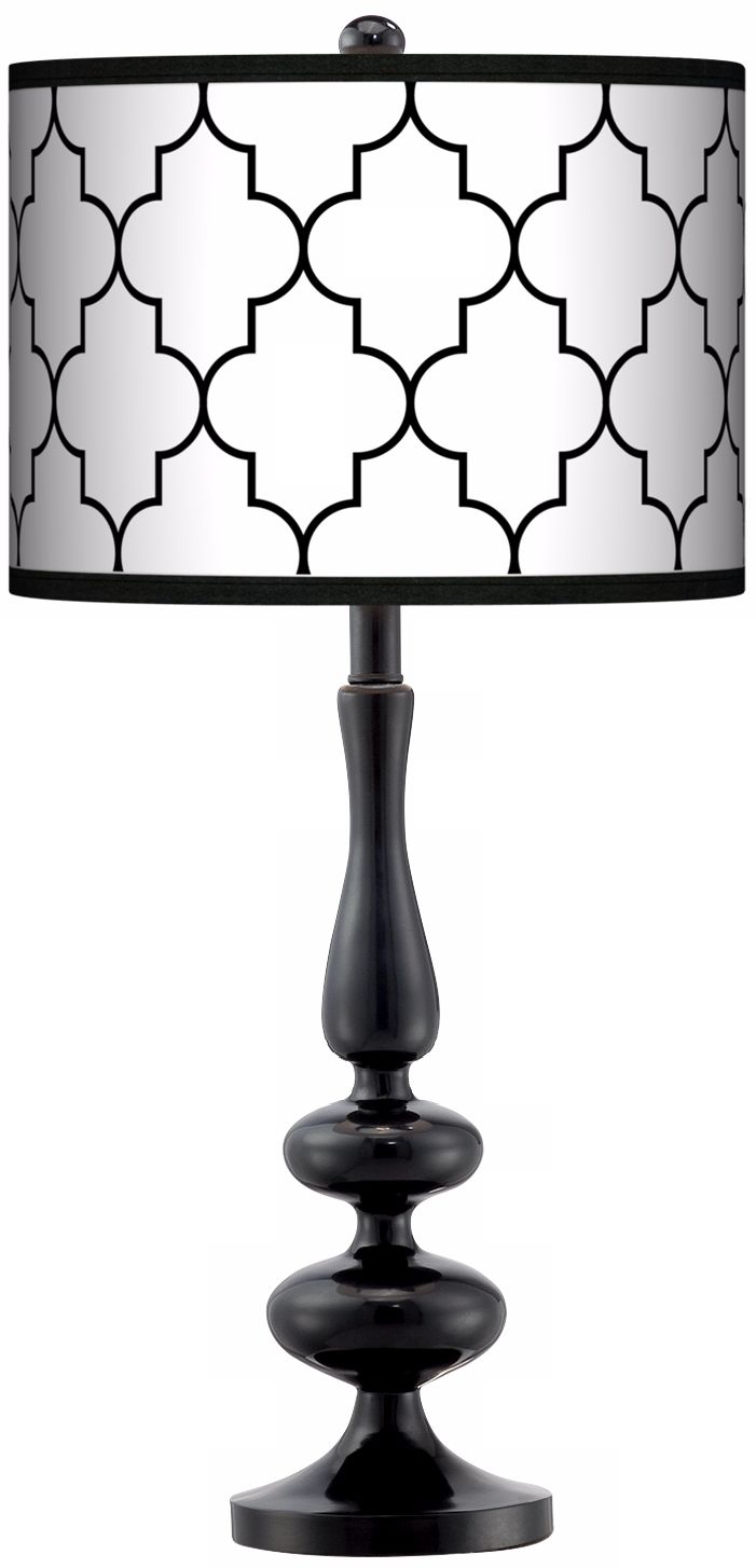 Tangier White Giclee Paley Black Table Lamp