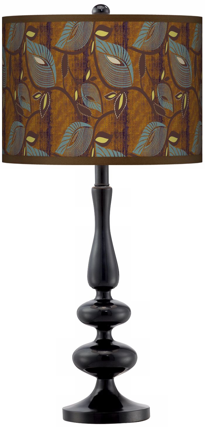 Stacy Garcia Theatric Vine Peacock Paley Black Table Lamp