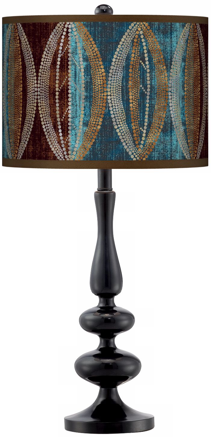 Stacy Garcia Pearl Leaf Peacock Paley Black Table Lamp