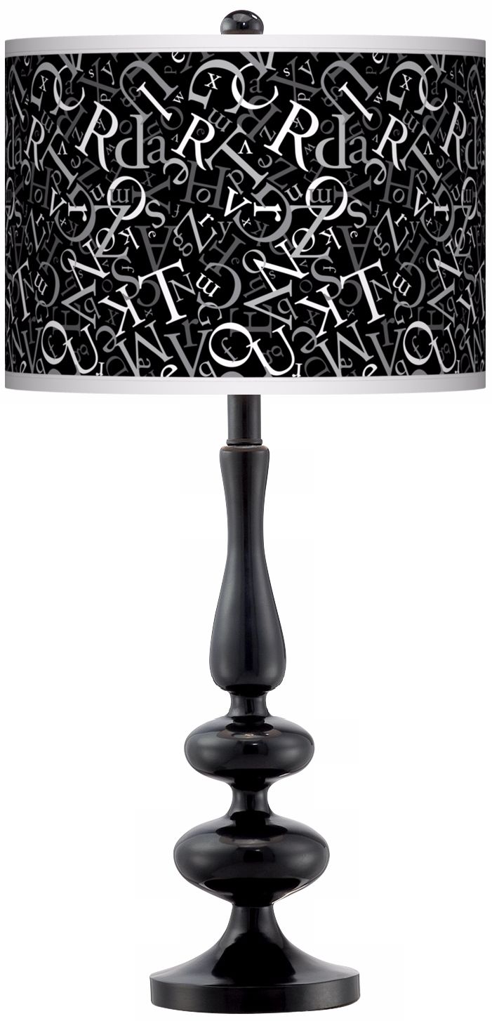 Alphasoup Grayscale Giclee Paley Black Table Lamp