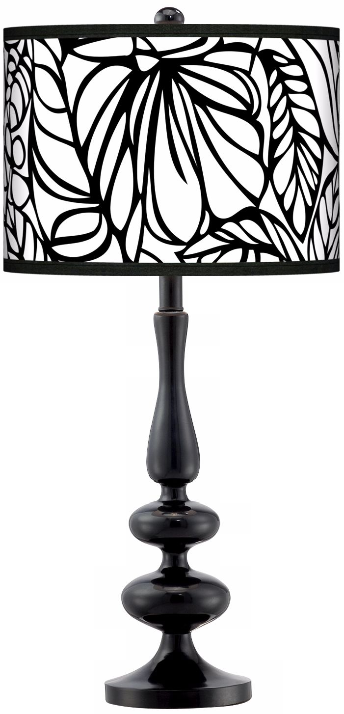 Jungle Moon Modern Gloss Black Base Table Lamp
