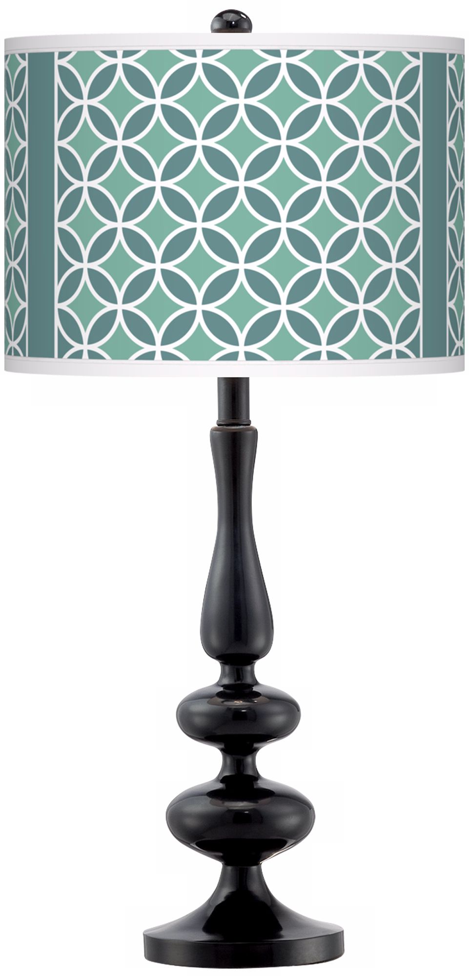 Aqua Rings Giclee Paley Black Table Lamp