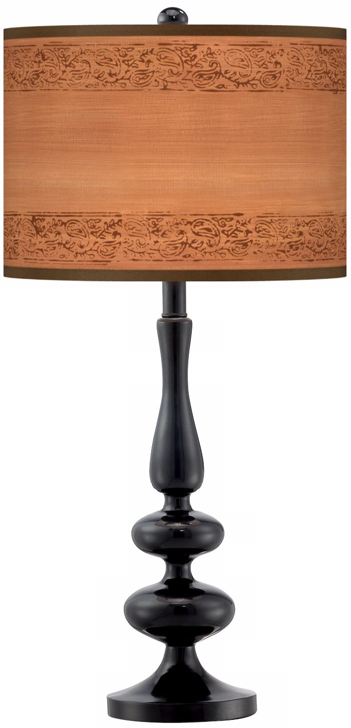 Paisley Trim Giclee Paley Black Table Lamp