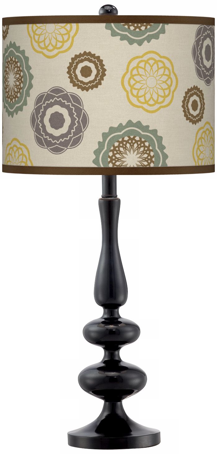Ornaments Linen Giclee Paley Black Table Lamp