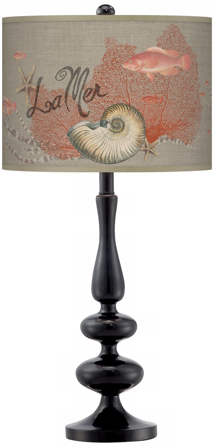 La Mer Seafan Giclee Paley Black Table Lamp