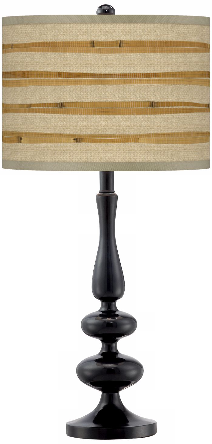 Bamboo Wrap Giclee Modern Gloss Black Base Table Lamp