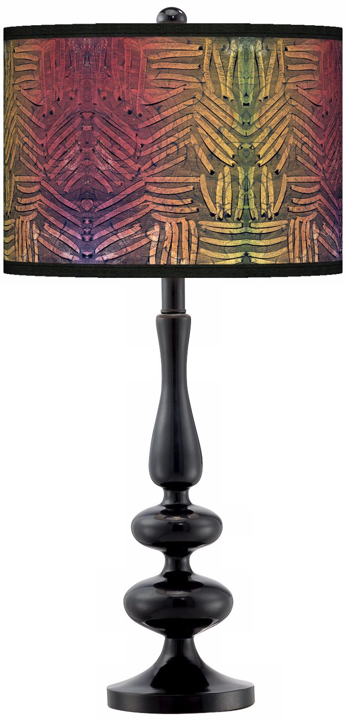 Autumn Fractals Giclee Paley Black Table Lamp