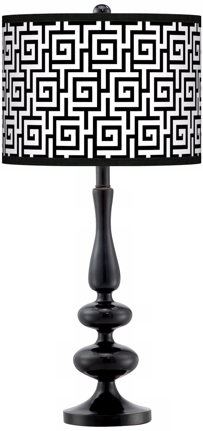 Greek Key Giclee Paley Black Table Lamp