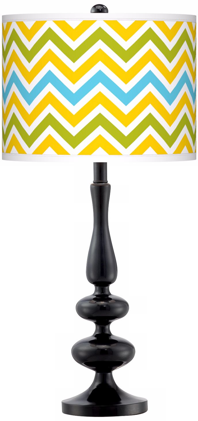 Citrus Zig Zag Giclee Paley Black Table Lamp