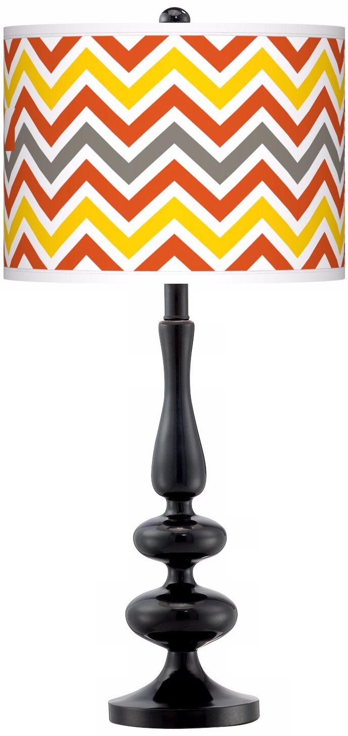 Flame Zig Zag Giclee Paley Black Table Lamp