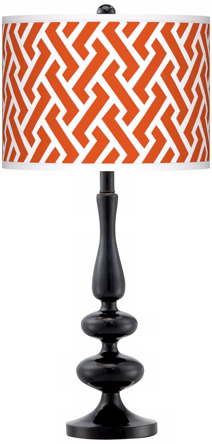 Red Brick Weave Giclee Paley Black Table Lamp