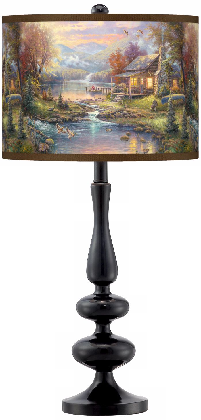 Thomas Kinkade Nature's Paradise Giclee Glow Table Lamp