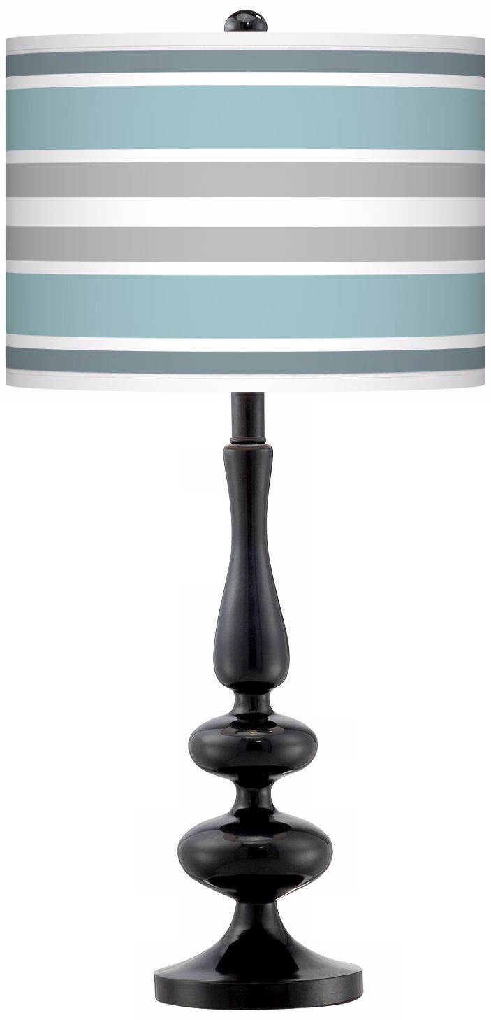 Multi Color Stripes Giclee Paley Black Table Lamp