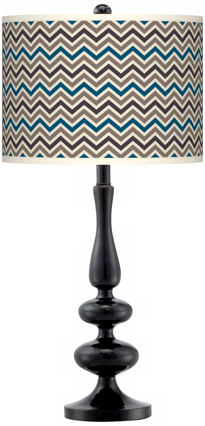 Zig Zag Giclee Paley Black Table Lamp