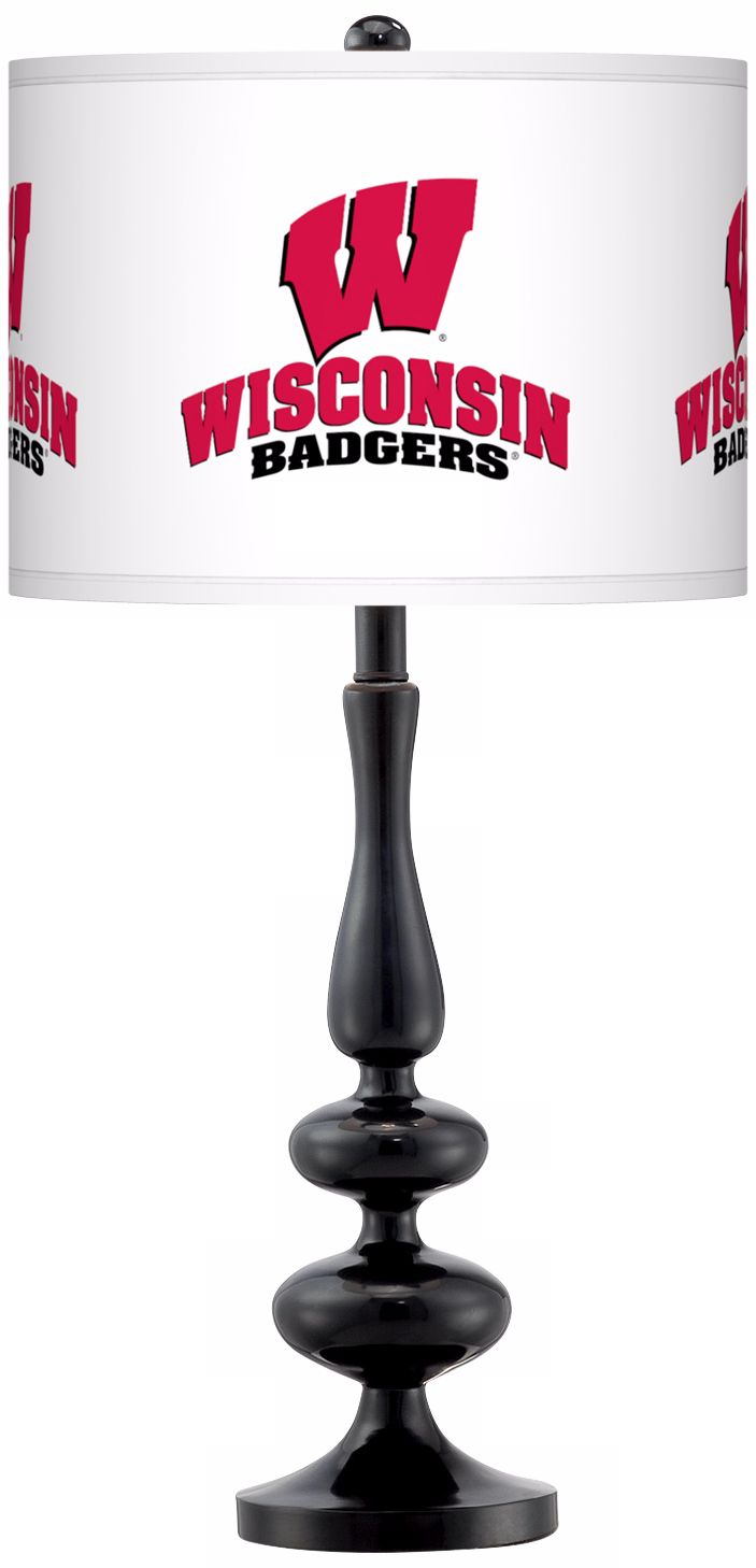 University of Wisconsin Gloss Black Table Lamp