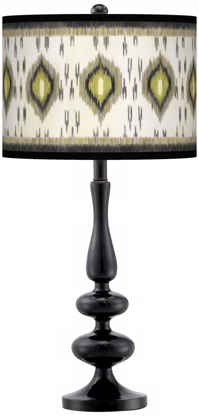 Desert Ikat Giclee Paley Black Table Lamp