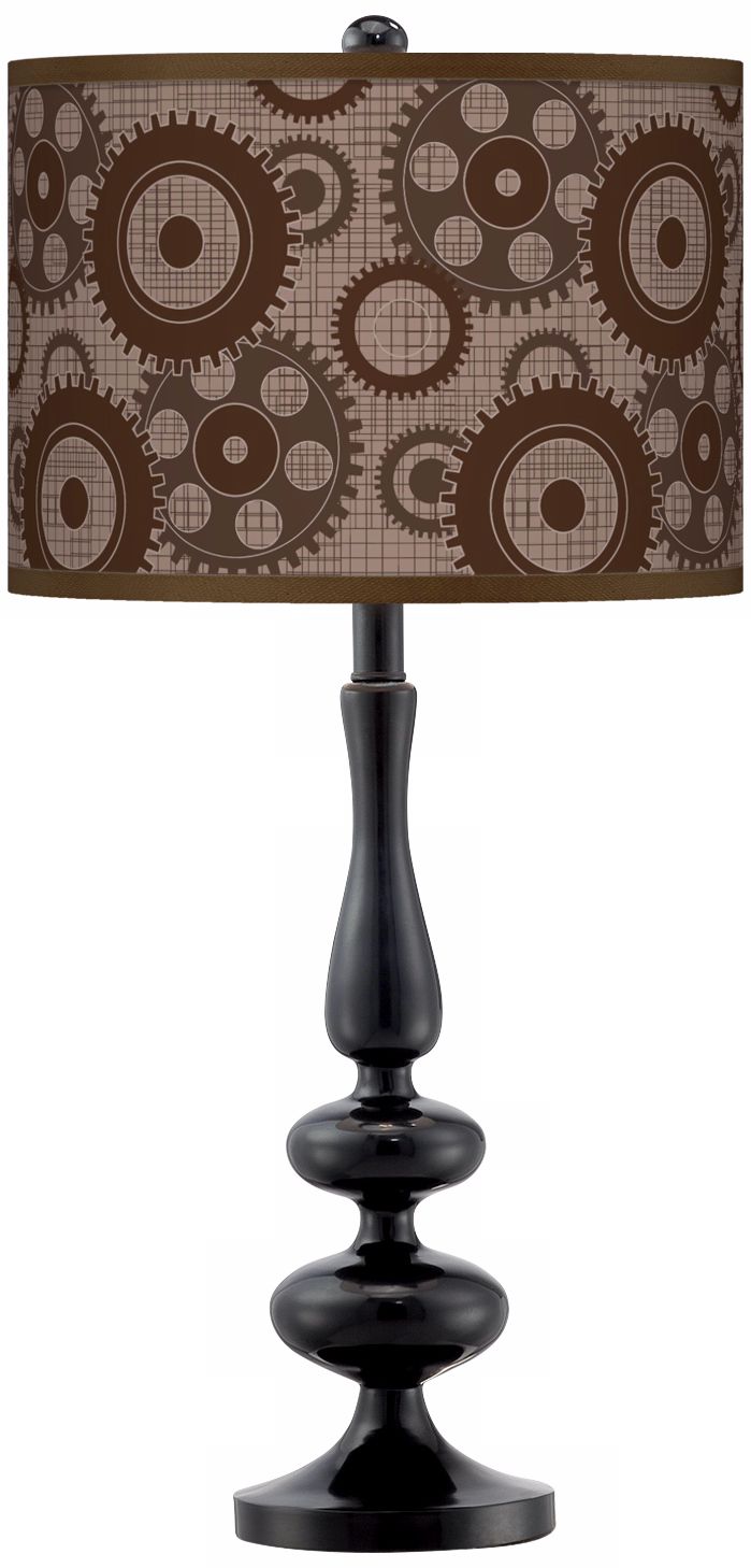 Industrial Gears Giclee Paley Black Table Lamp