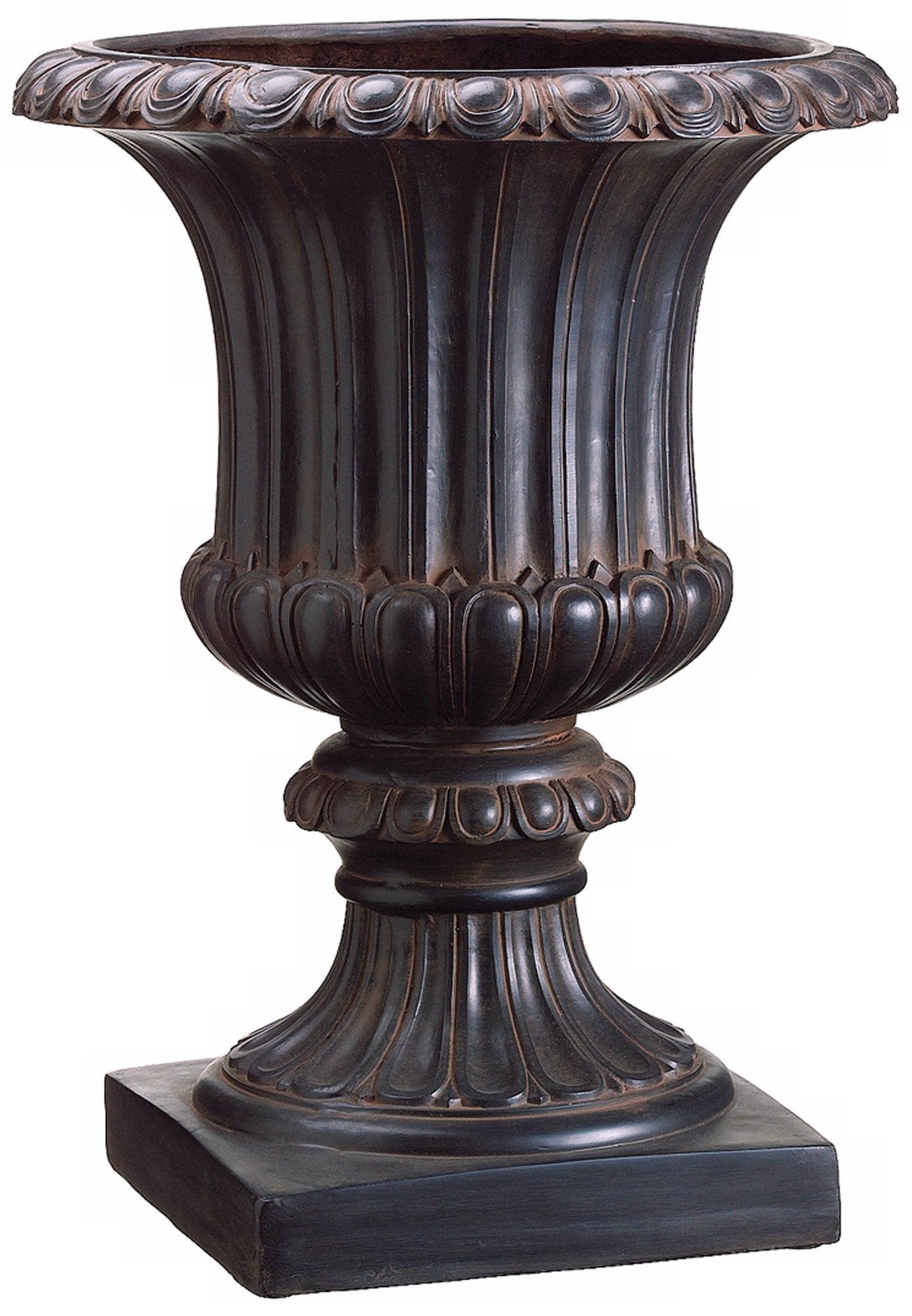 Black and Rust Tall Fluted Fiberglass Urn