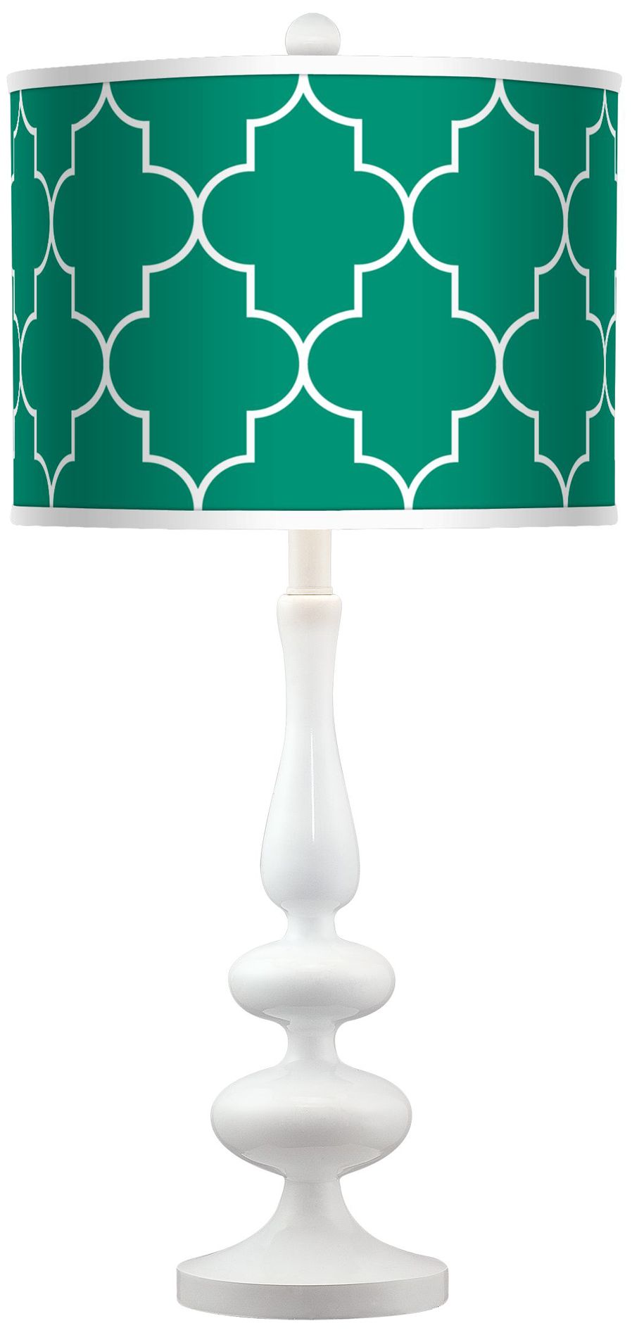 Tangier Emerald Green Giclee Paley White Table Lamp