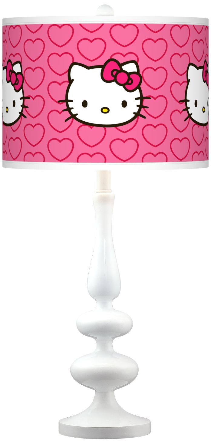 Hello Kitty Hearts Giclee Paley White Table Lamp