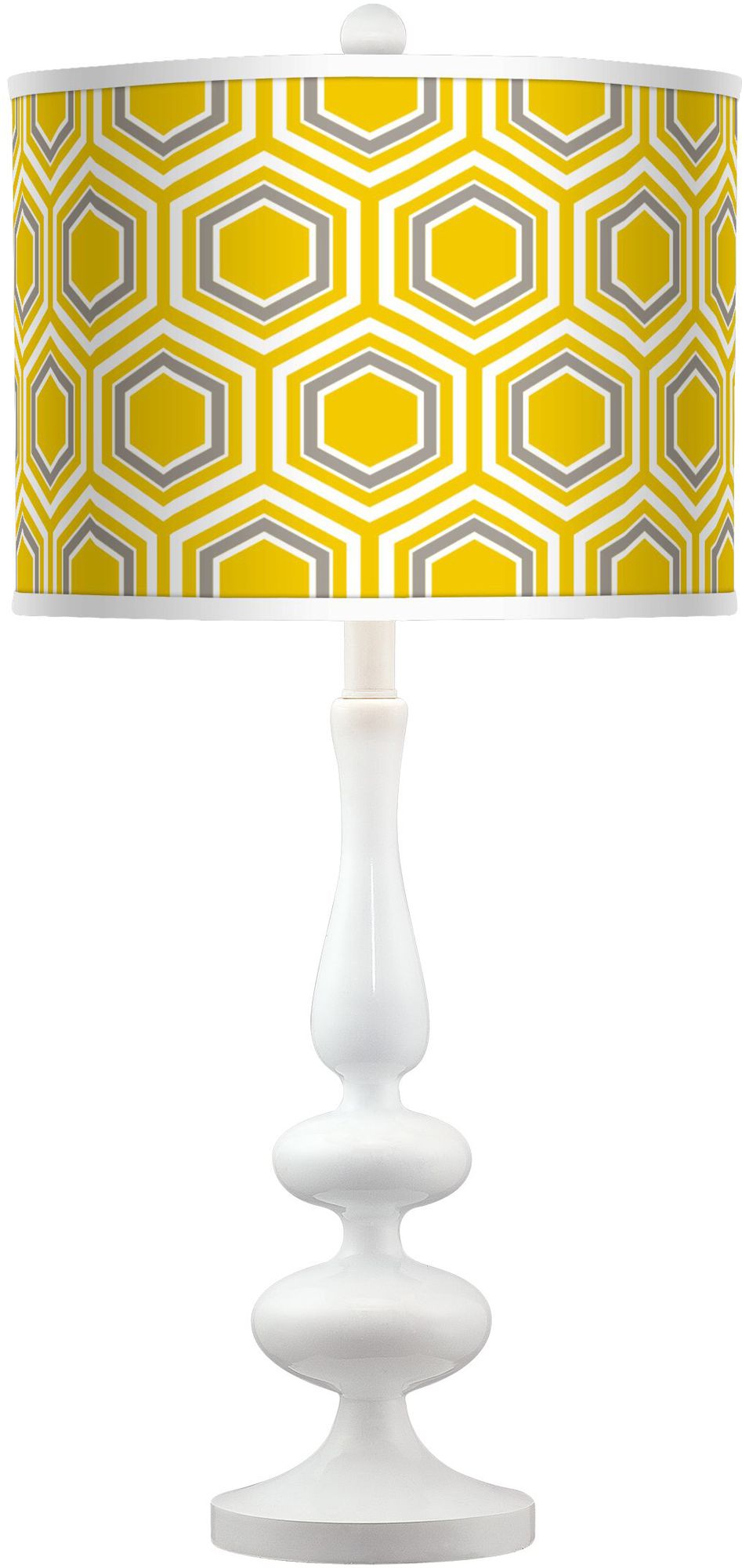 Honeycomb Giclee Paley White Table Lamp